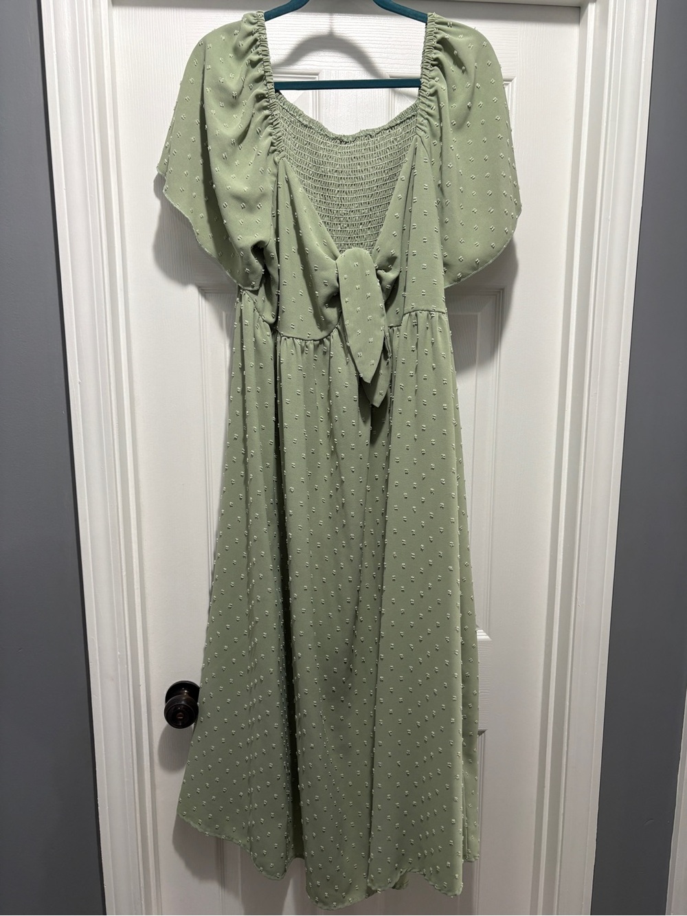 SHEIN Sage Green Tie-Front Maxi Dress